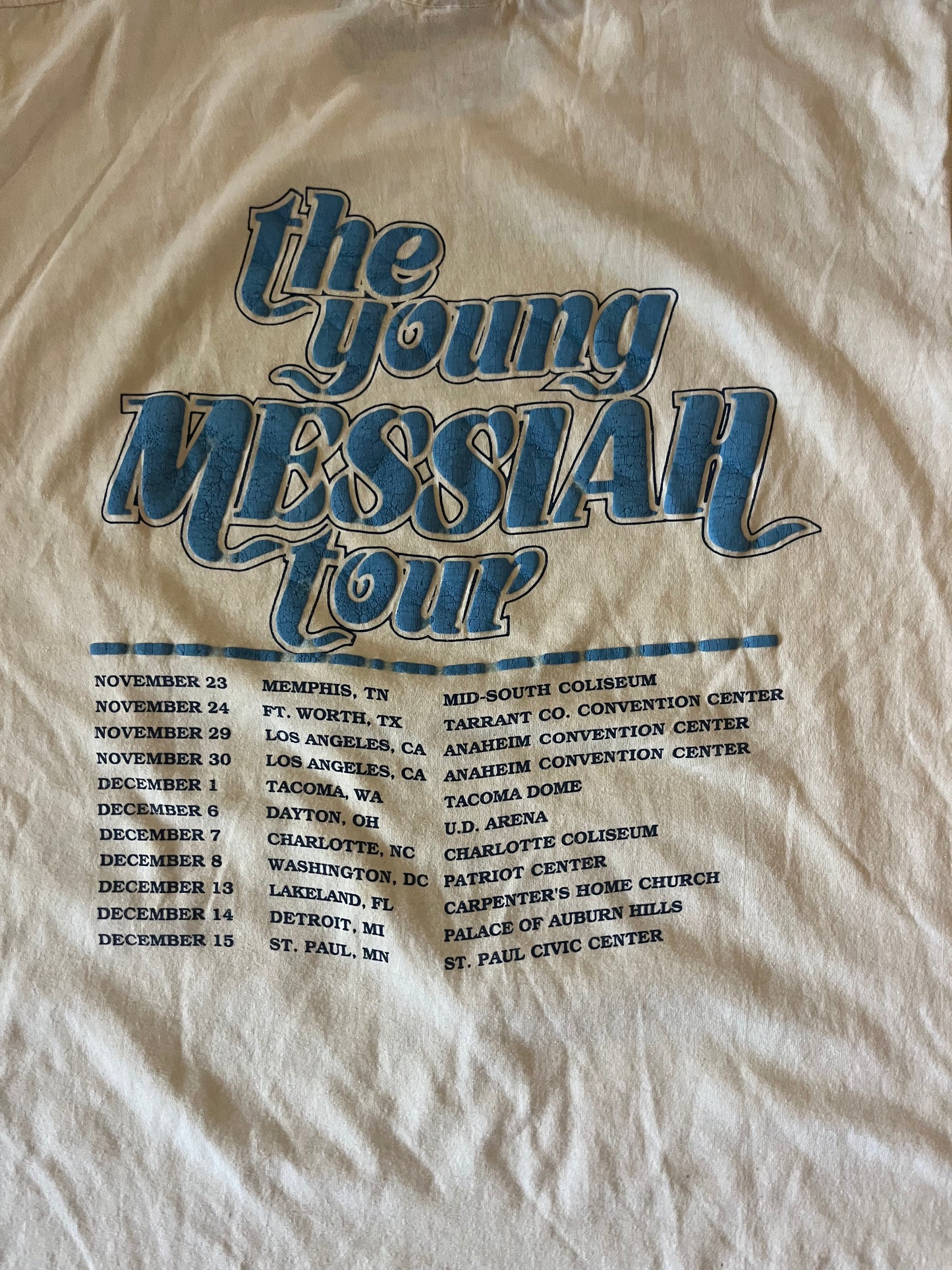 90’s Screen Stars Best The Young Messiah Band Tour White Tshirt - Medium - 20.5" x 27"