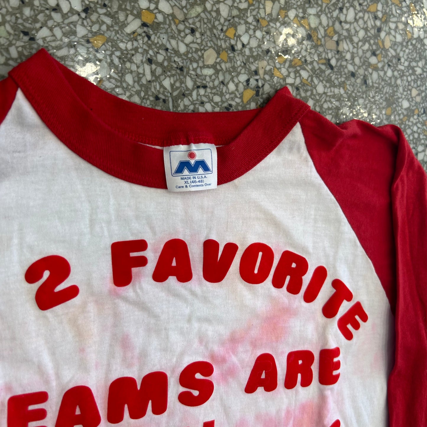 80/90's Murina Indiana University Red White Raglan Longsleeve Shirt - Medium - 20" x 28"