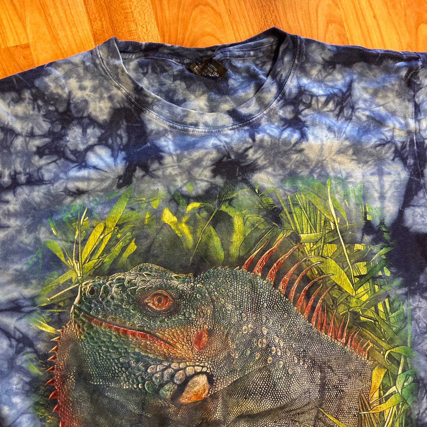Caballo St Marten Blue Tie Dye Iguana Tshirt - Medium - 20.5" x 27"