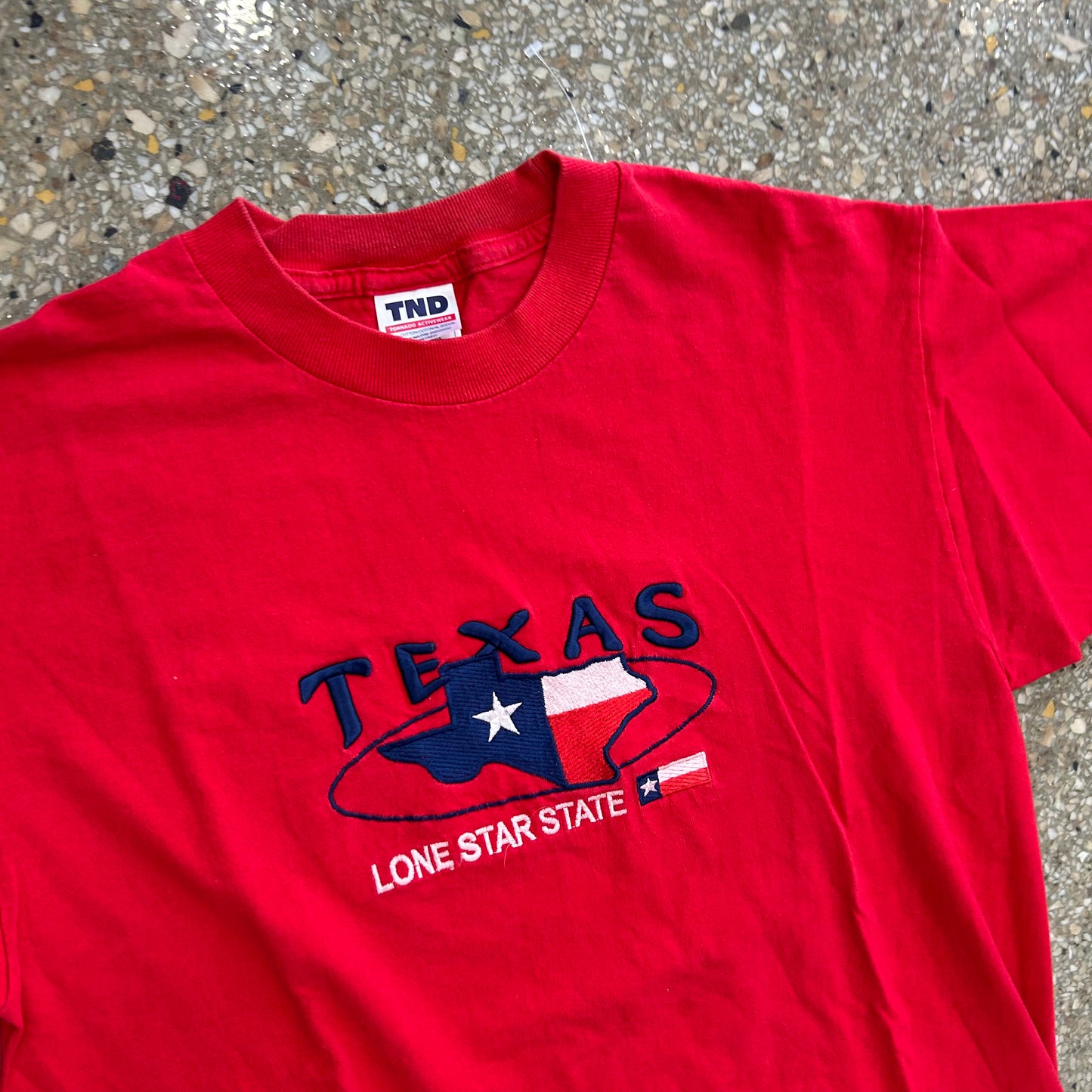 Texas Lone Star State Red Embroidered Tshirt - Small - 19" x 27"