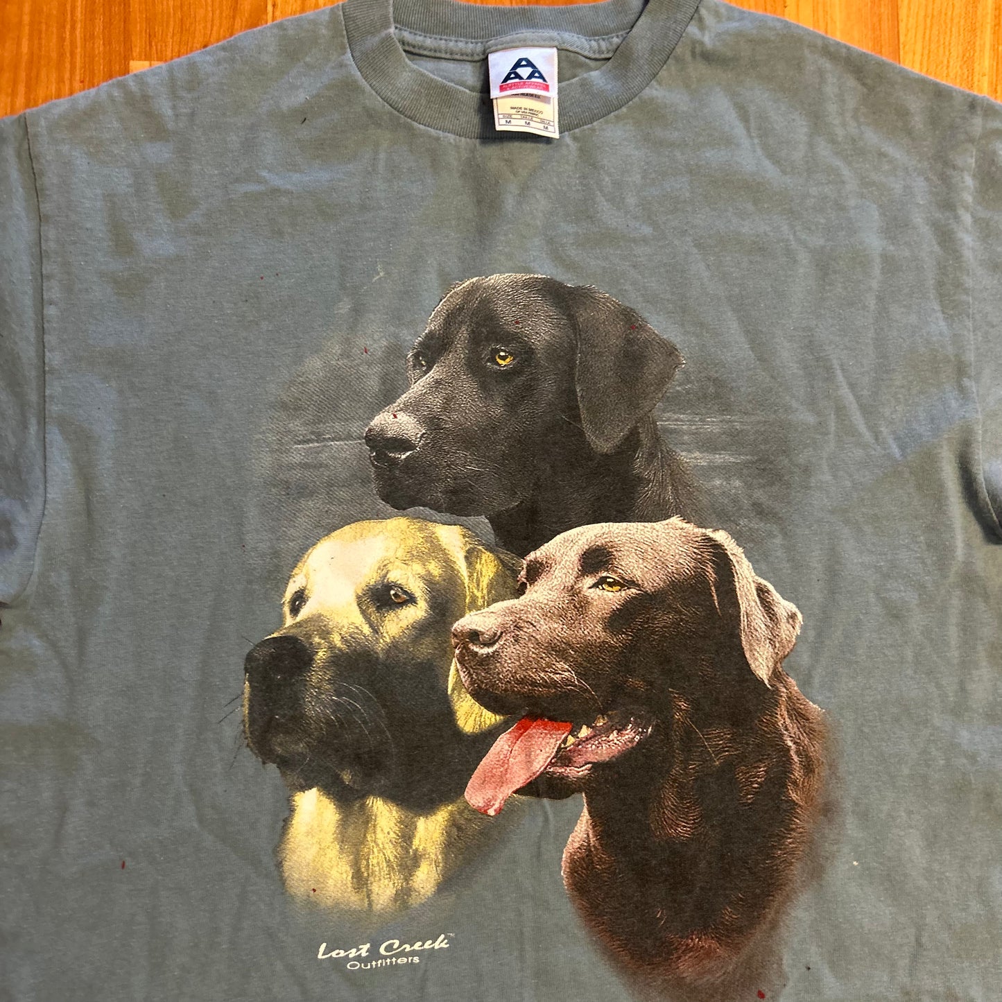 Alstyle Lost Creek Outfitters Dog Labrador Blue Green Tshirt - Small - 19" x 26"