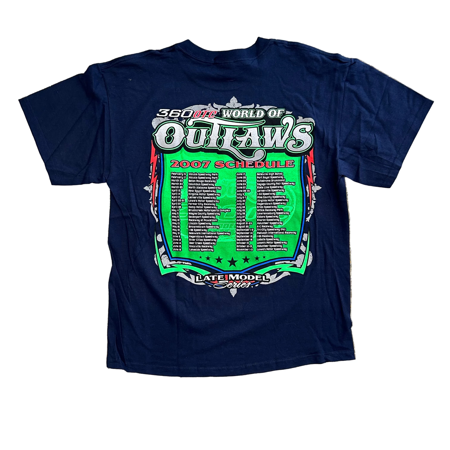 Dirt Car Series World of Outlaws Navy Blue Tshirt - Medium - 21" x 28"