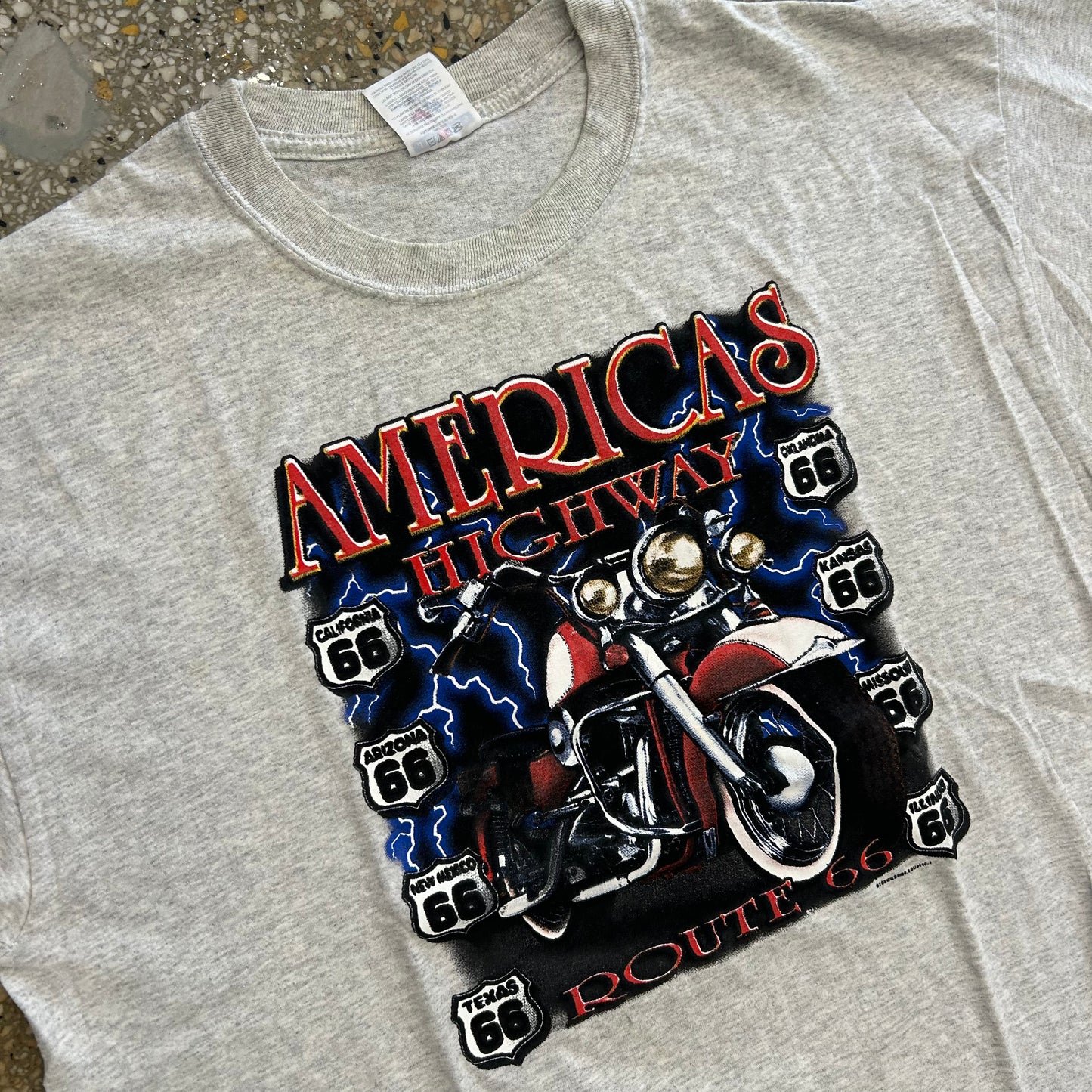 America's Highway Route 66 Grey Tshirt - XLarge - 25" x 29.5"