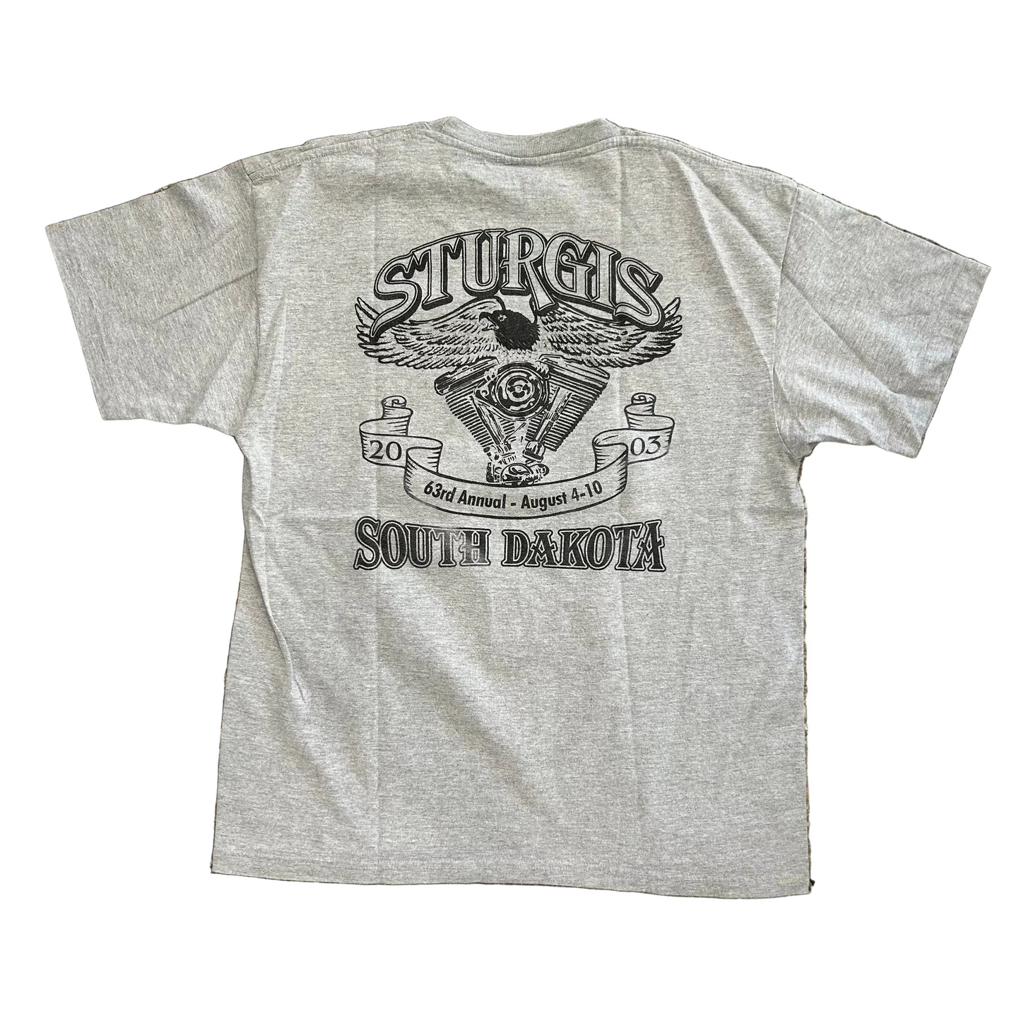 Sturgis South Dakota Sonny Signed Gray Tshirt - Medium - 21" x 27.5"