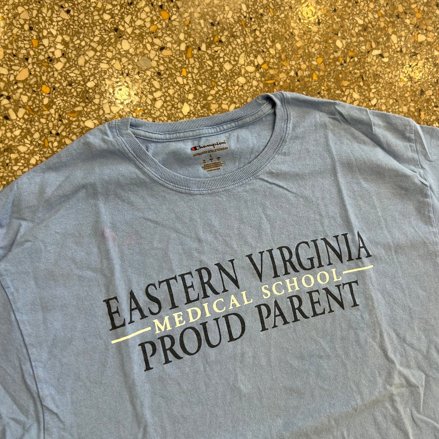 Champion Eastern Virginia Medical School Proud Parent Light Blue Tshirt - Medium - 21" x 28"