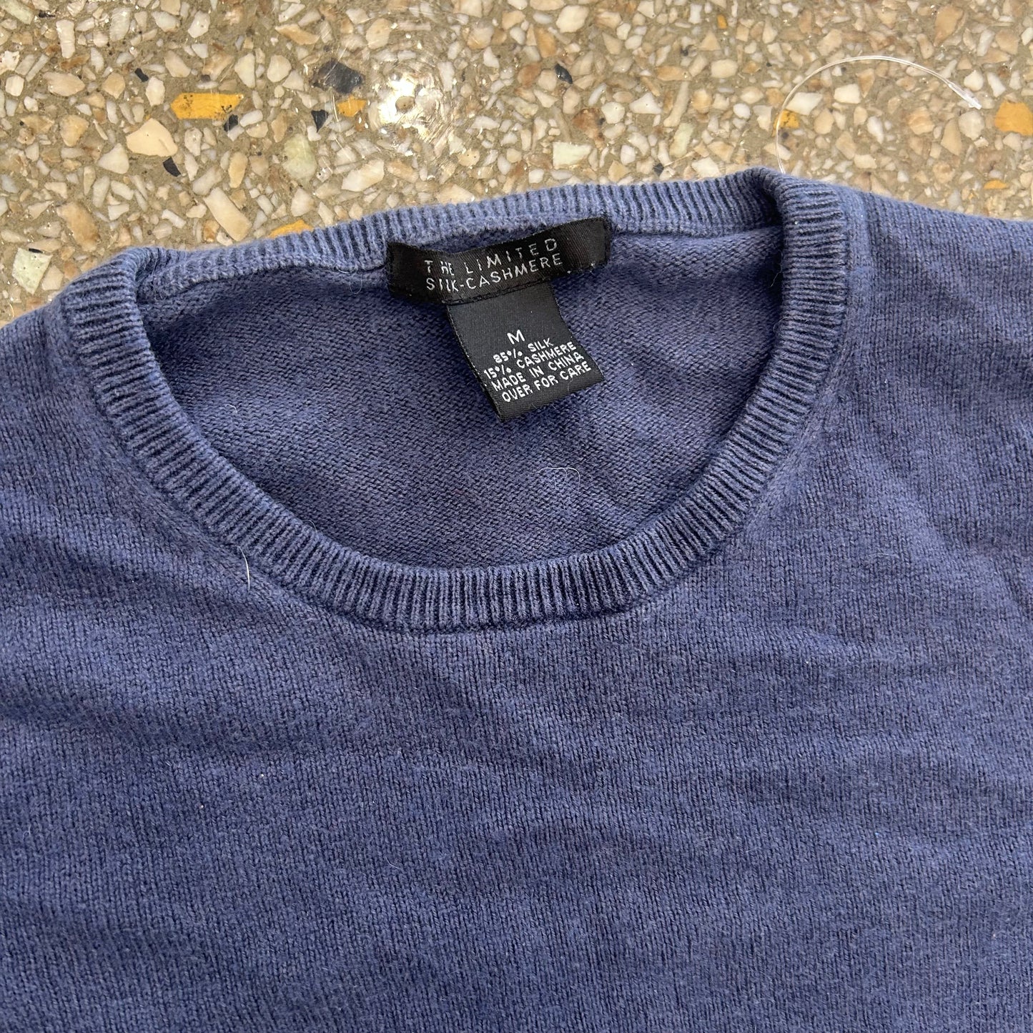 Cashmere Silk Blue Pocket Sweater - XSmall - 16" x 17"