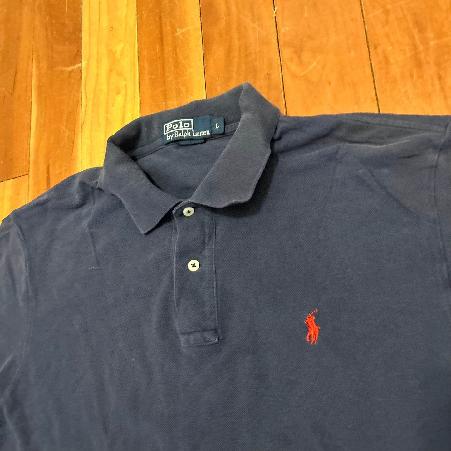Polo RalPH Lauren Navy Blue Red Collared Shirt - Large - 22" x 28"