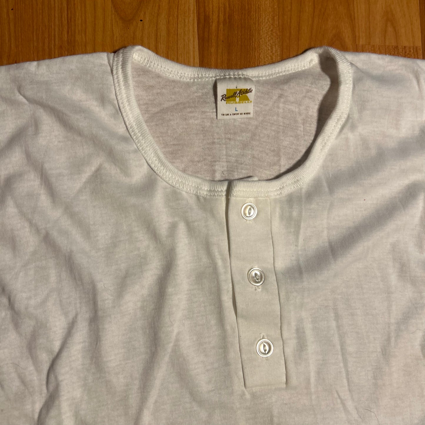 70/80's Russell Athletics NWOT New DS Navy Blank Button Up Down Raglan Baseball Shirt - Small - 19" x 32"