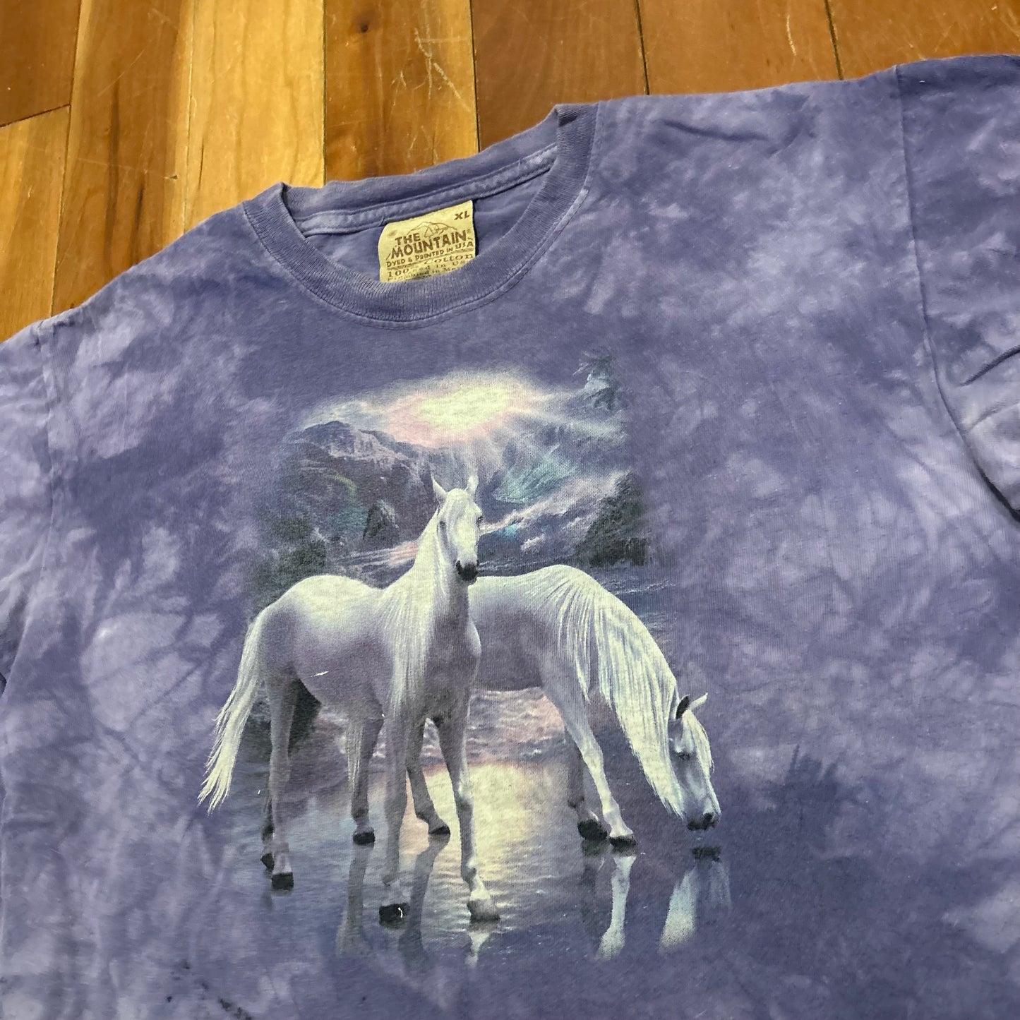 The Mountain Purple Tie Dye Majestic Horse Tshirt - Small - 19" x 22.5"
