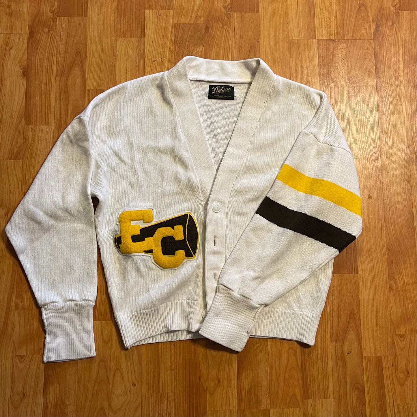Cárdigan estilo Letterman vintage de los años 60 en talla L