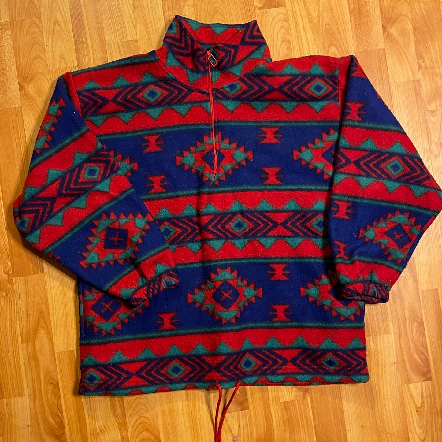 Cool pattern quarter zip fleece fits XL