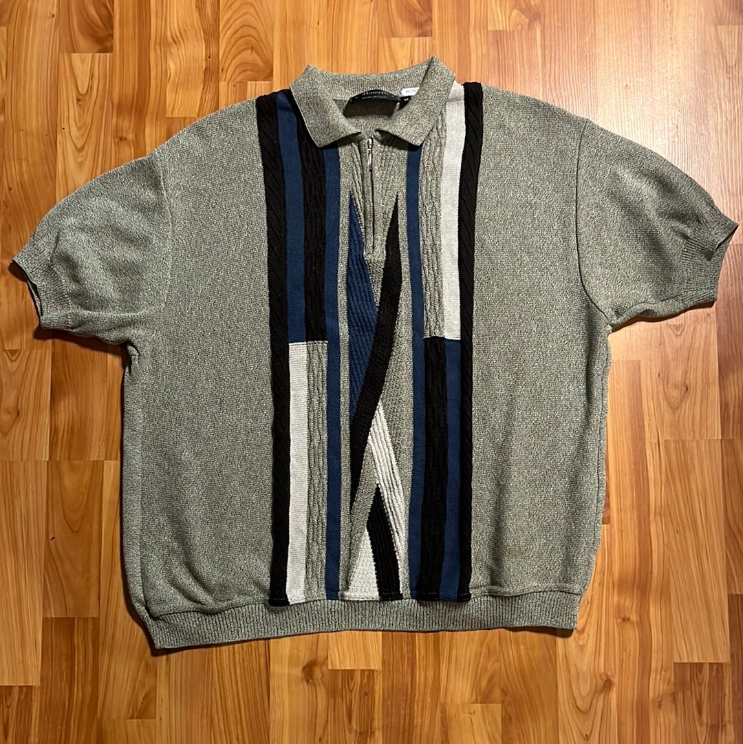 Camisa suéter con cierre de un cuarto de los años 90 - L 22” x 26”
