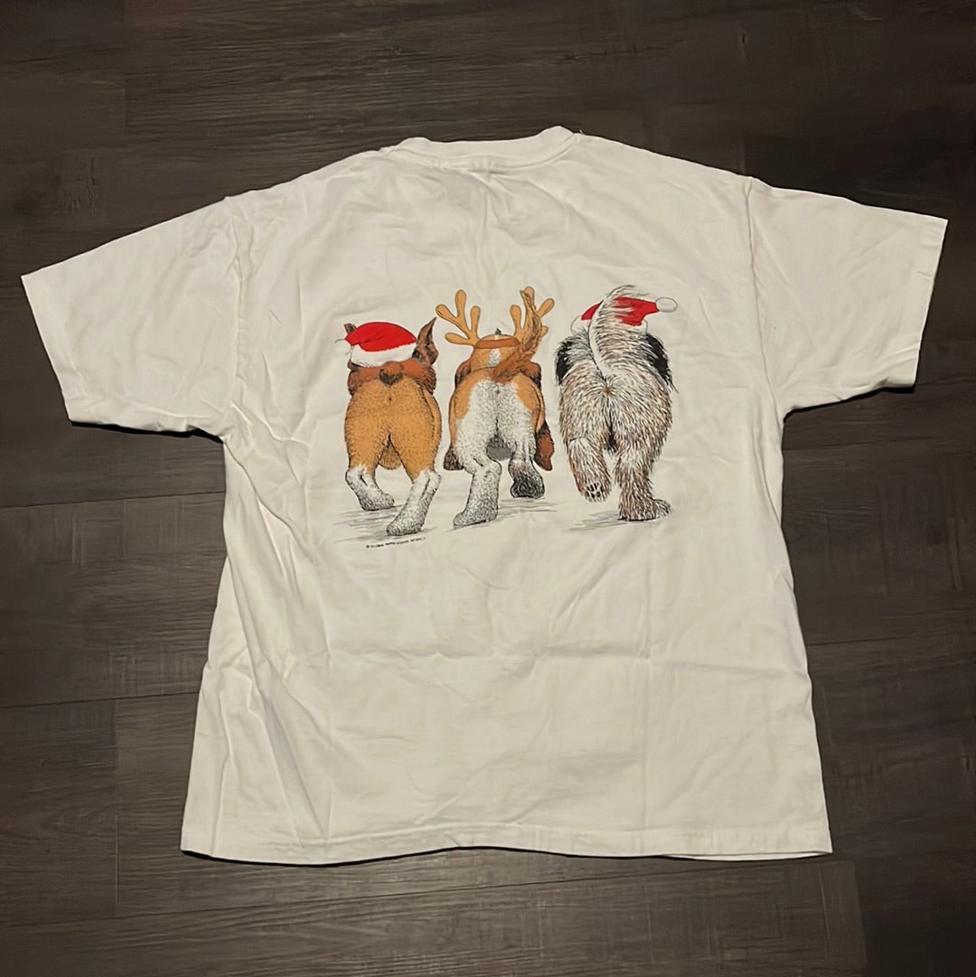 Camiseta de perros de Navidad de los 90 - 20.5 "x 24.5"
