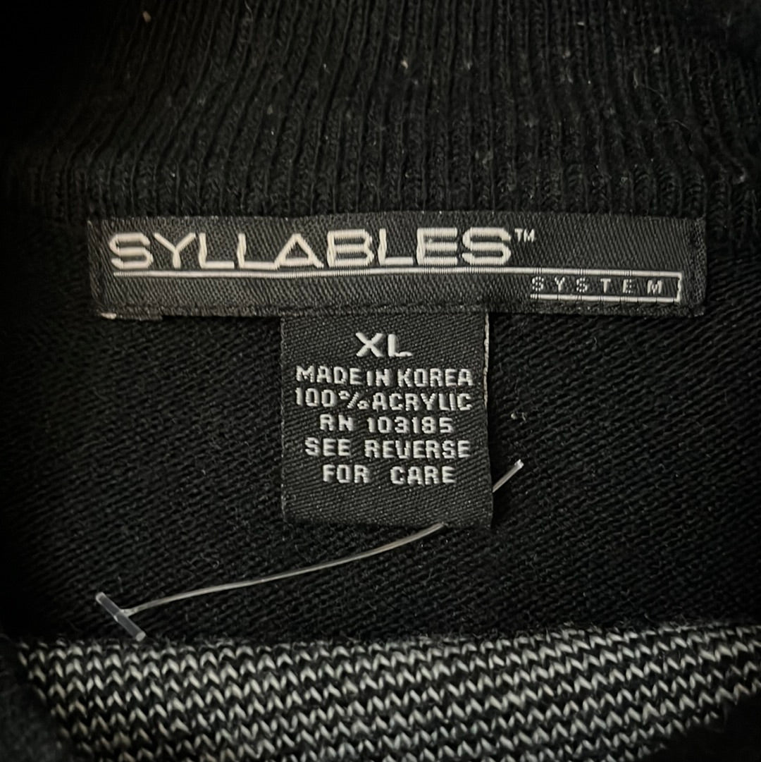 90's Syllables Acrylic Sweater - XLarge - 24.5” x 28”