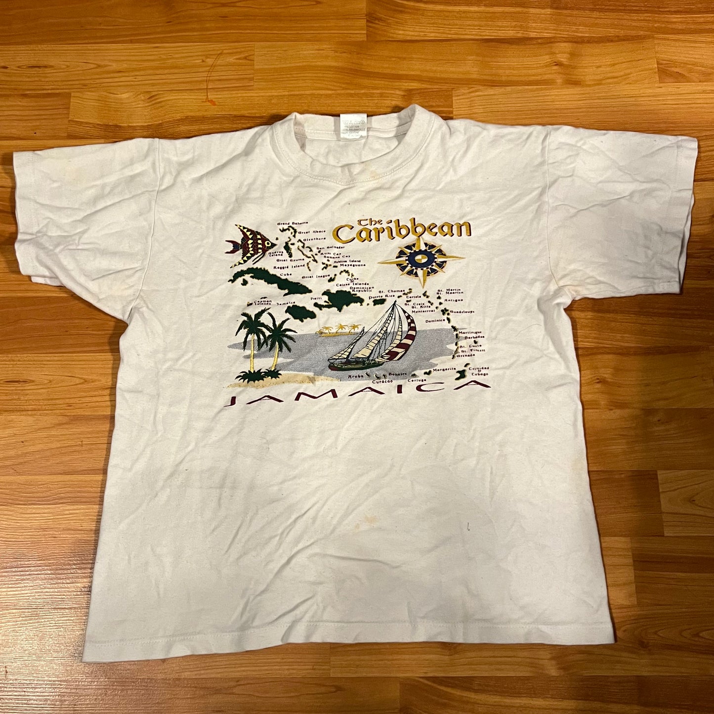 Camiseta caribeña de los 90 - L se ajusta a M 20" x 23"