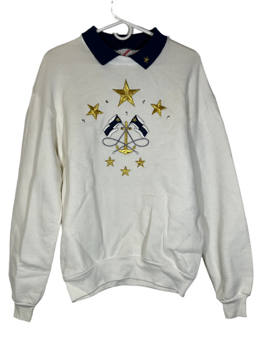 90's Jerzees Sailor Collared Crewneck - Small - 19” x 27”