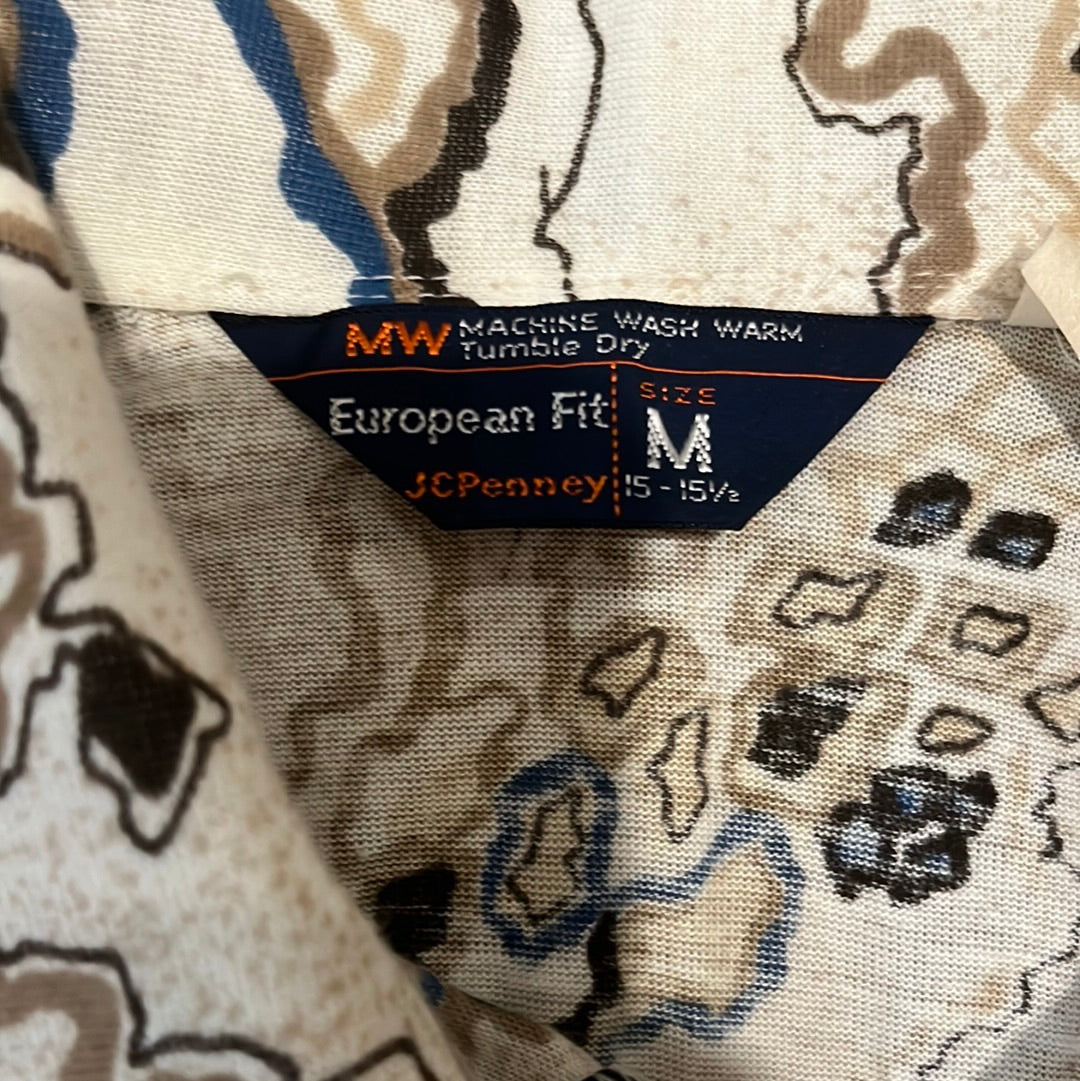 Camisa con botones JCP de los años 70 - 17.5” x 28”
