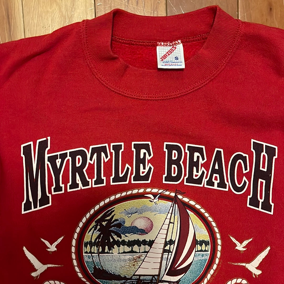 Sudadera con cuello redondo Jerzees Myrtle Beach de los años 80 - 19" x 22"