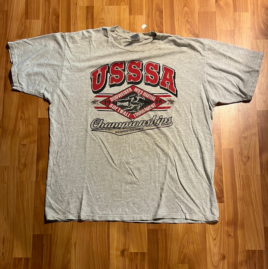 Camiseta de softball Budweiser de los 90 - 23" x 27.5"