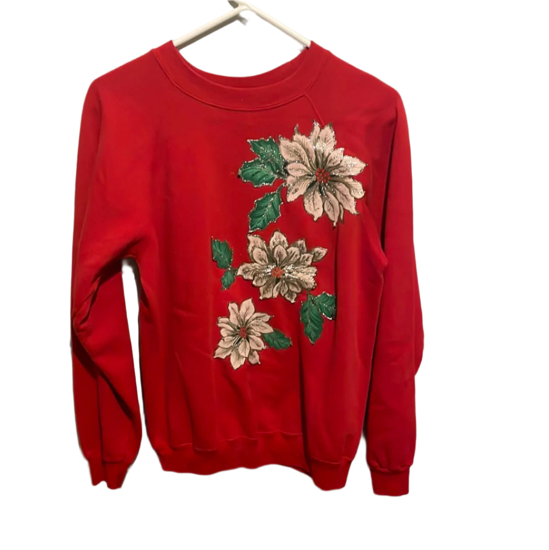 80 年代 Hanes Flower 圆领毛衣 - 中号 - 20” x 23”