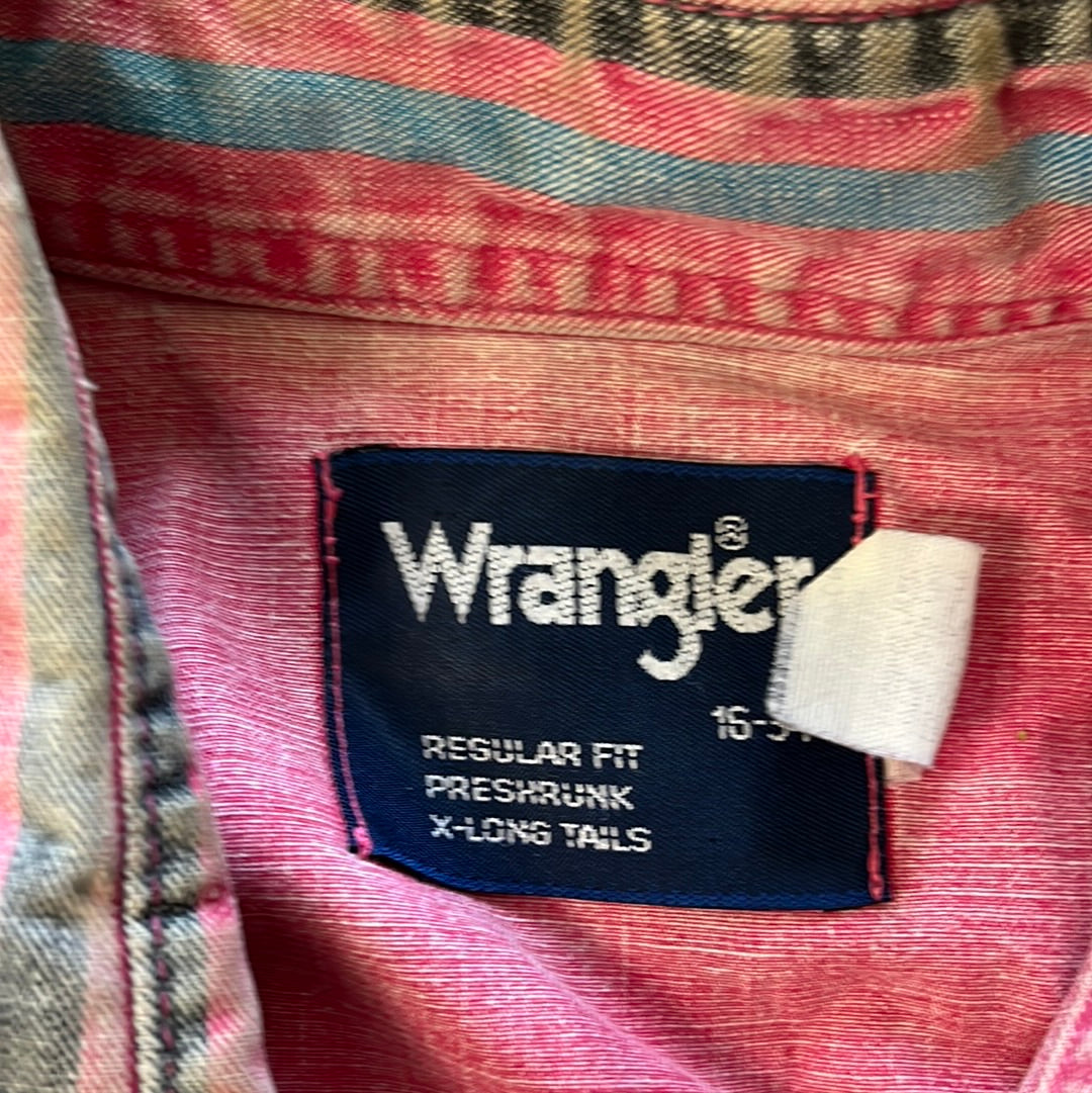 Camisa con botones Wrangler de los 90 - Grande - 22.5" x 33"