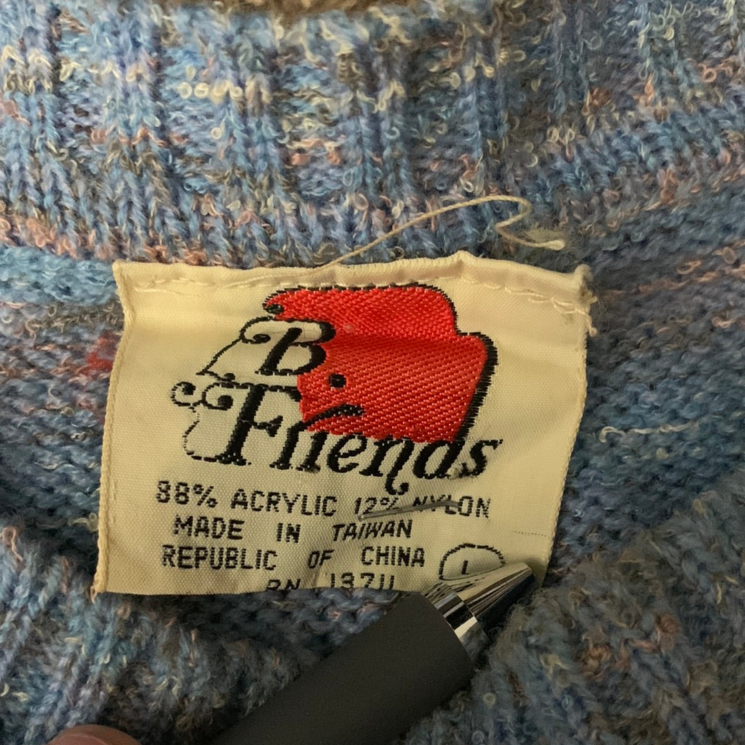 80's B Friends Acrylic Nylon Sweater - Medium - 20” x 26”