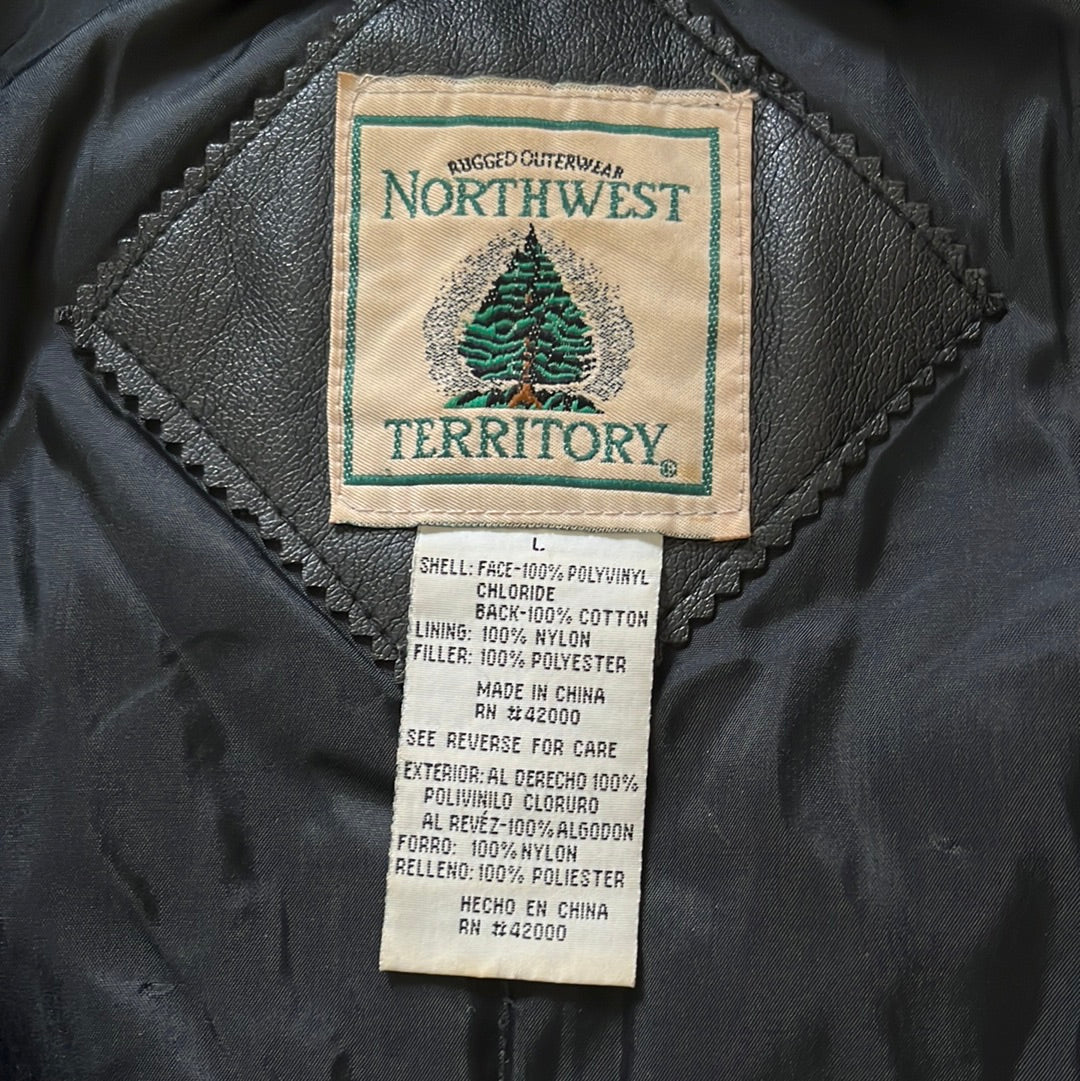 90's Northwest Territory Talon Zip Hooded Leather Coat - XLarge - 24.5” x 32”