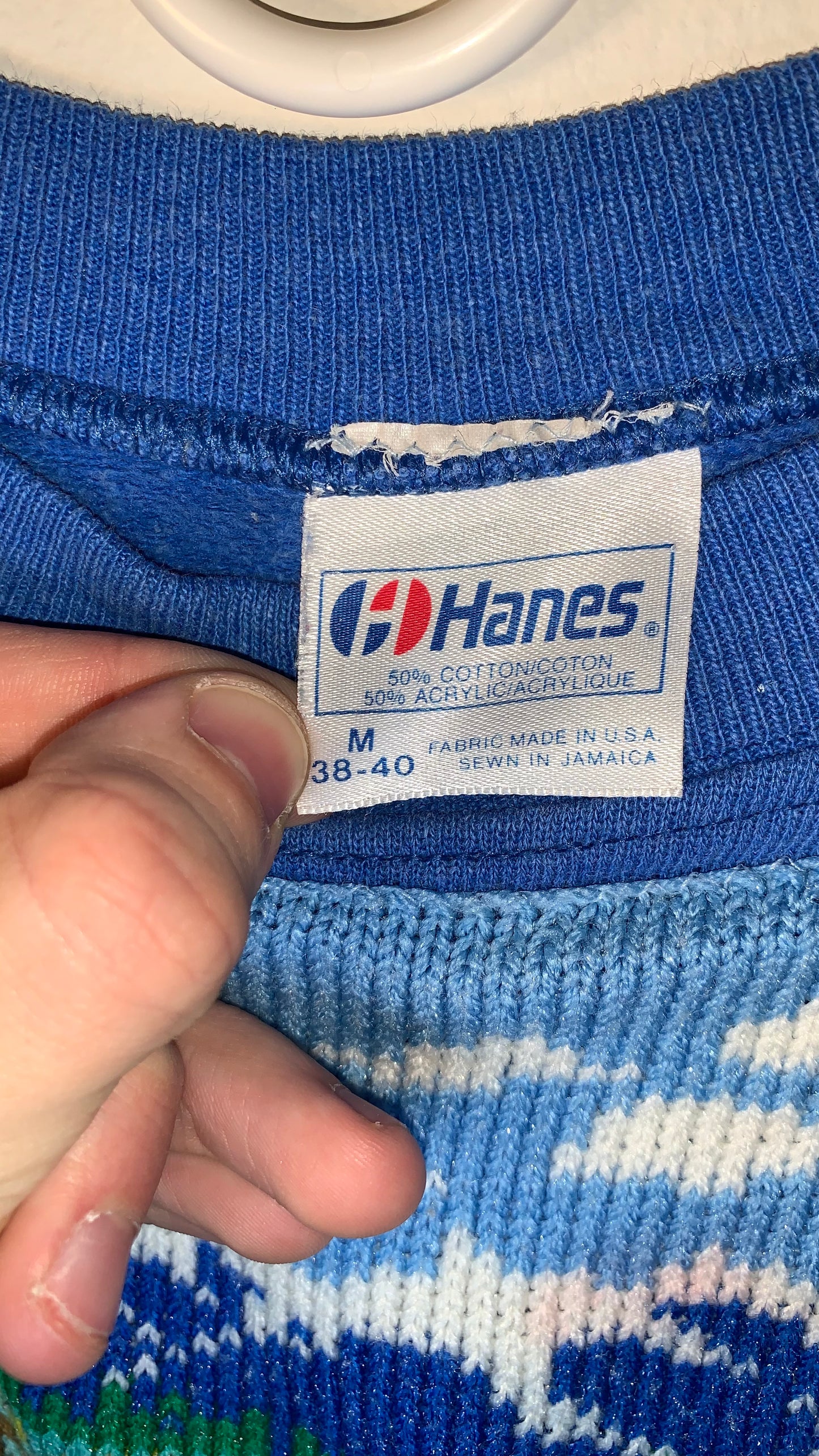 80's Hanes Flower Landscape Sudadera Cuello Redondo - Pequeño - 18” x 21”