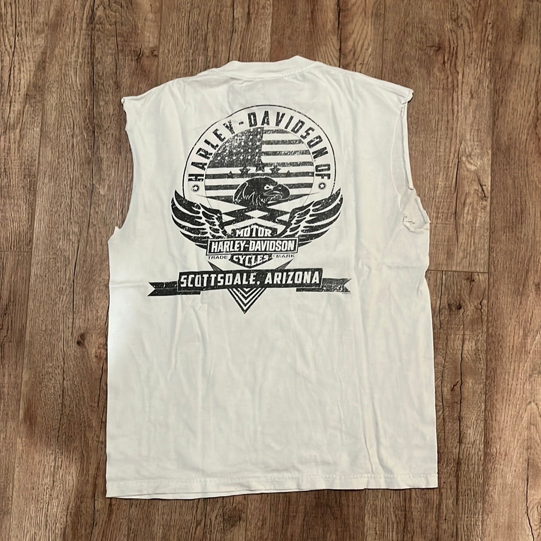 Harley Davidson 毛边 T 恤 - 中号 - 21 英寸 x 28 英寸