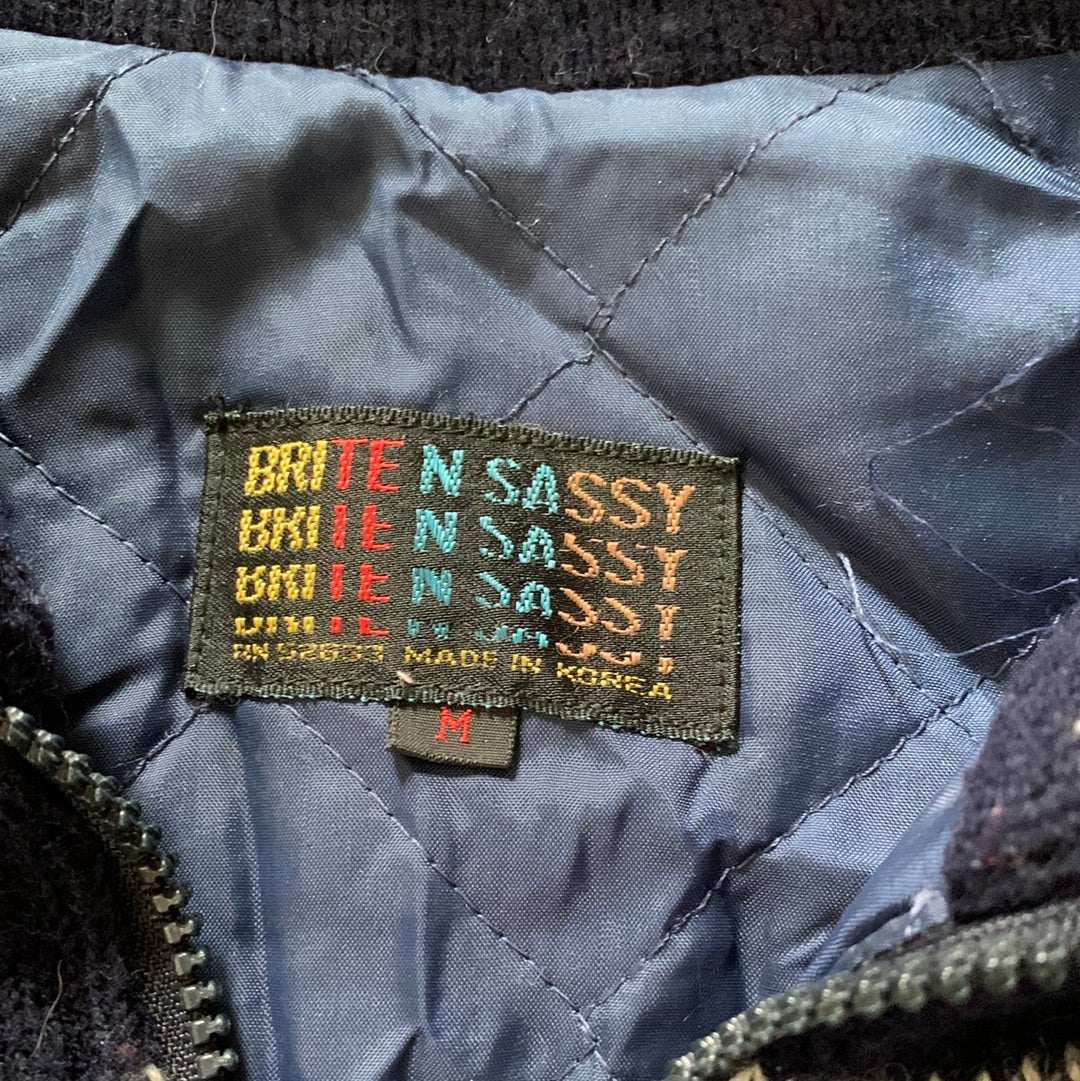 80's Brite n Sassy Zip Up Sweater Jacket - Small - 19” x 21.5”