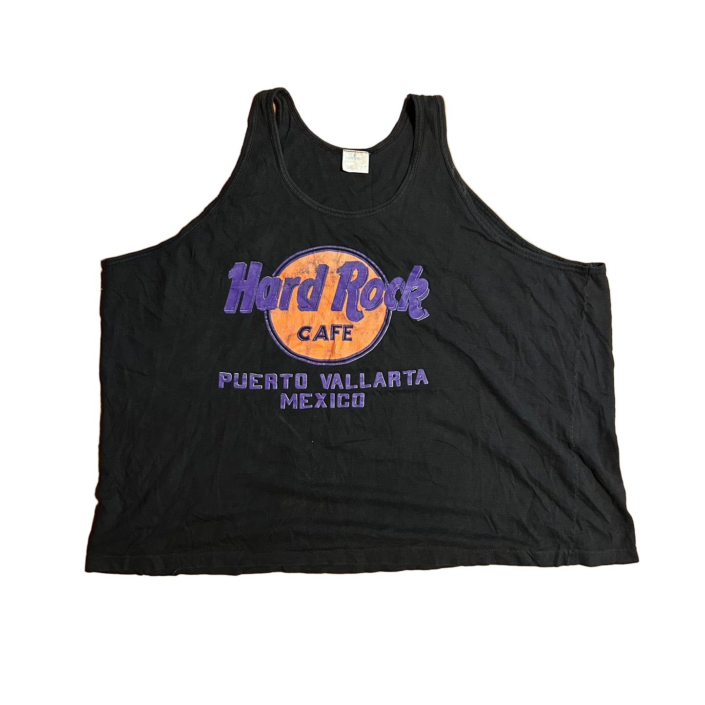 80/90’s Hard Rock Cafe Puerto Vallarta Mexico Black Tanktop Shirt - XLarge - 24.5” x 23”