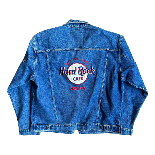 Hard Rock Cafe Save The Planet Nagoya Denim Jean Jacket Coat - Large - 23” x 26”