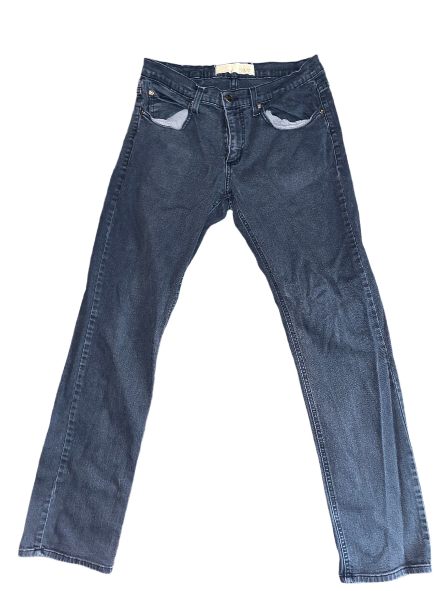 Rustic Dime Black/Navy Skinny Jeans Denim Made in Los Angeles - 30" x 30.5"