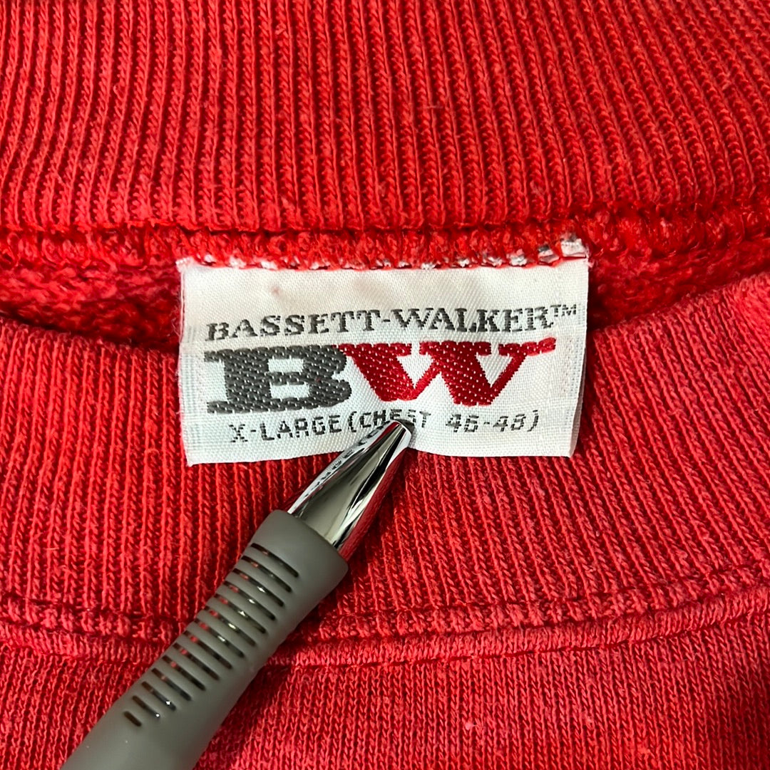 80's Basset Walker Blank Red Boxy Crewneck Sweatshirt - XLarge - 25” x 24”