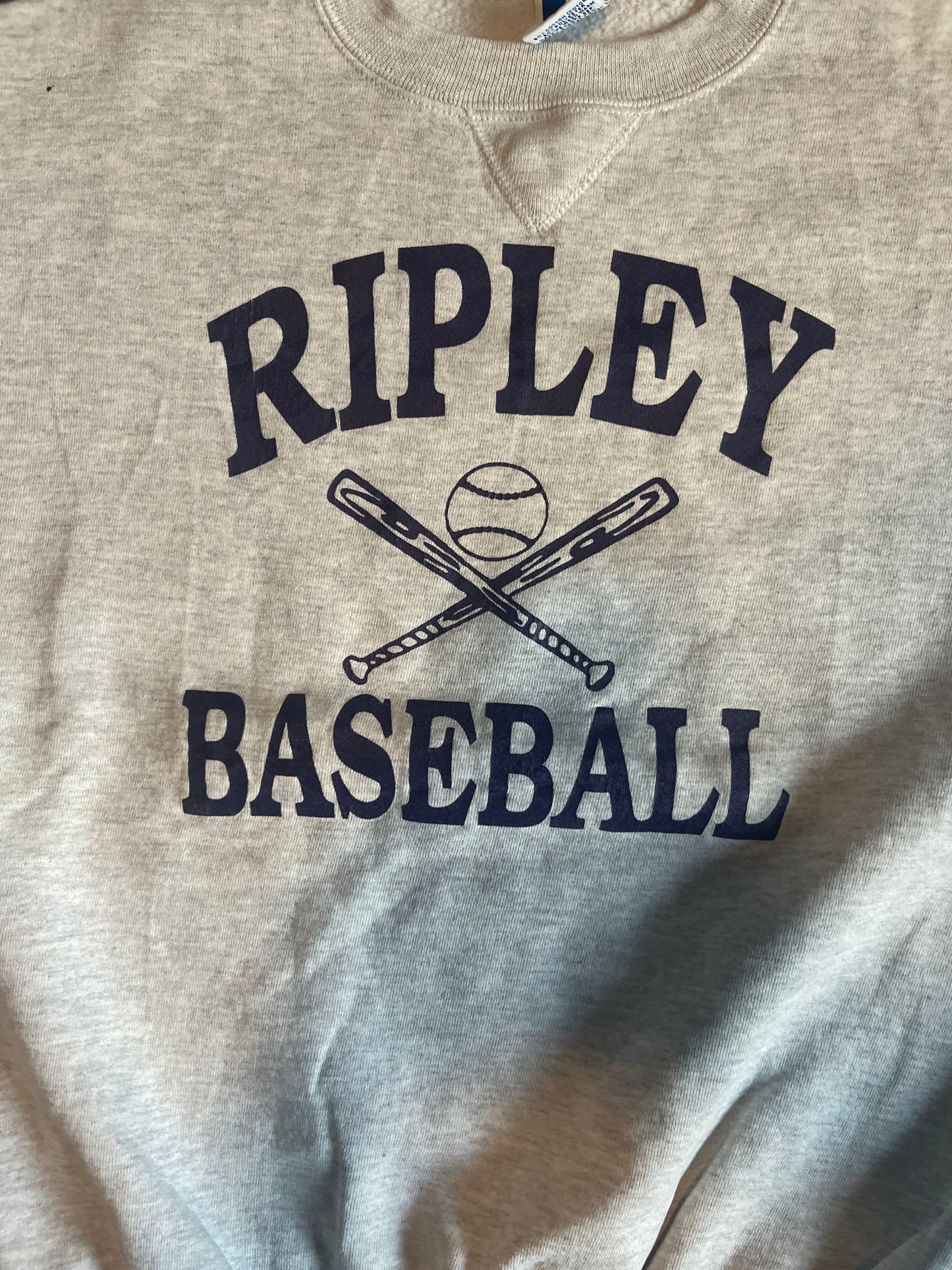 90's Russell Athletics Ripley Baseball Crewneck Sweatshirt - XLarge - 25" x 24.5"