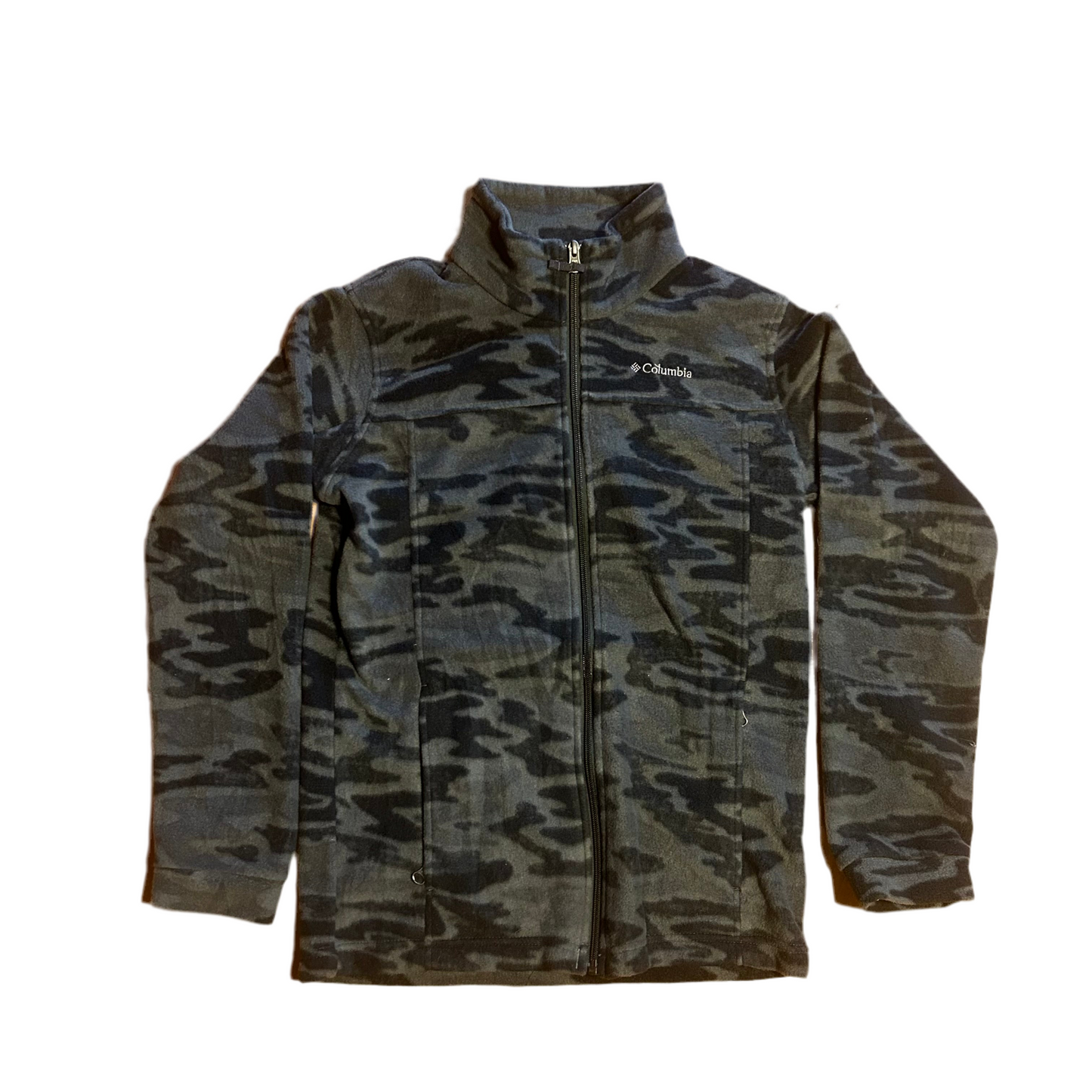 Columbia Grey Camouflage Camo Fleece Zip Up - Small - 18” x 24”