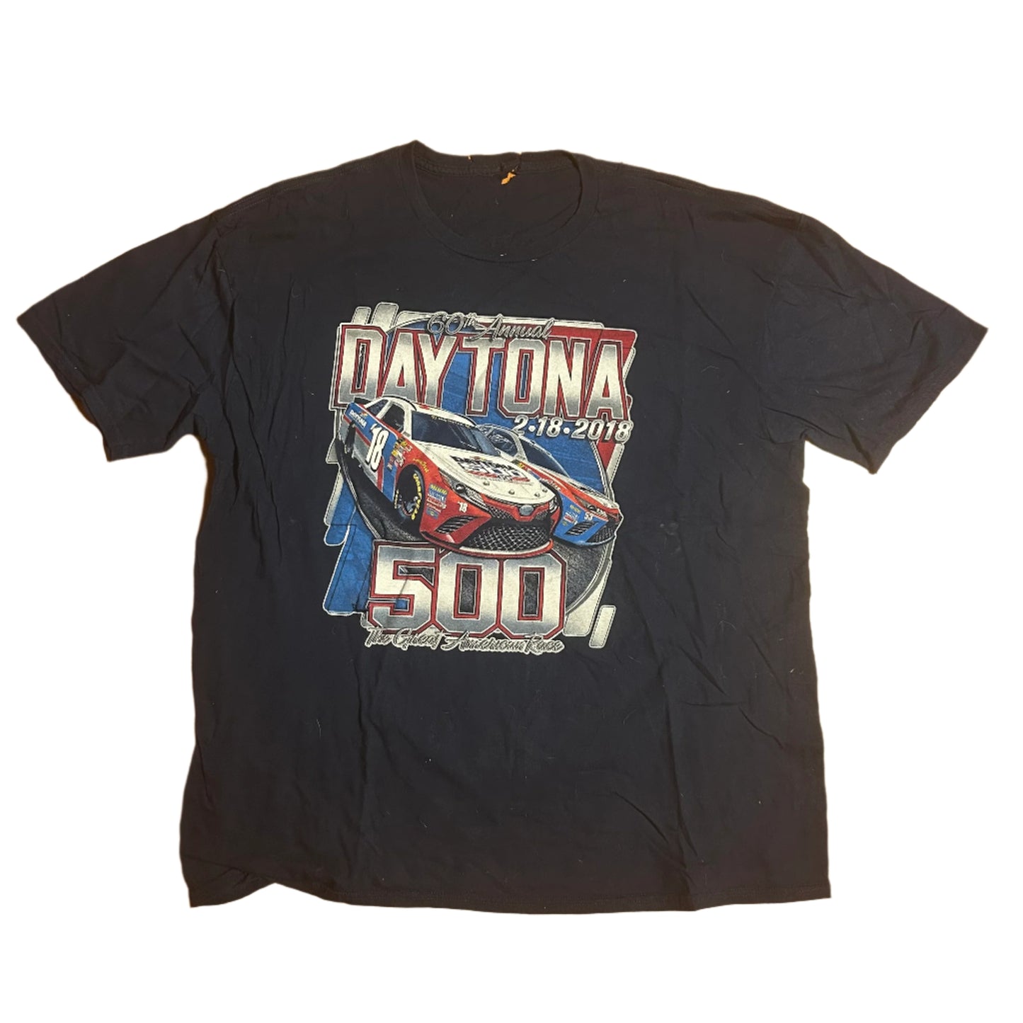 2018 Daytona 500 NASCAR Racing Navy Tshirt - Large - 23” x 28”