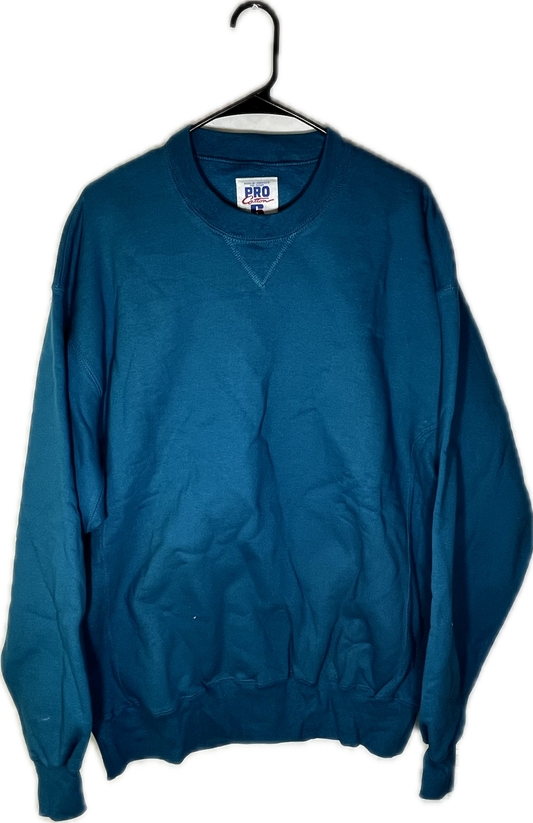 90’s NWT Russell Athletic Blank Pro Cotton Turquoise Crewneck Sweatshirt - XLarge - 23.5” x 31.5”