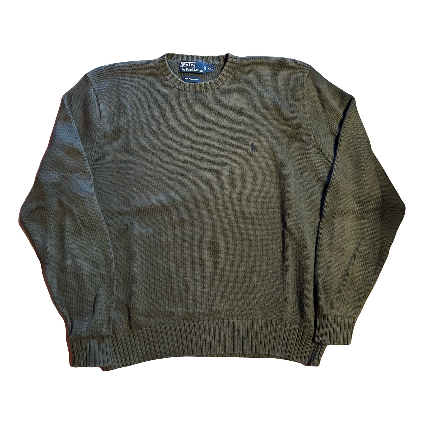 Polo Ralph Lauren Green Pima Cotton Sweater - XLarge - 26” x 26”