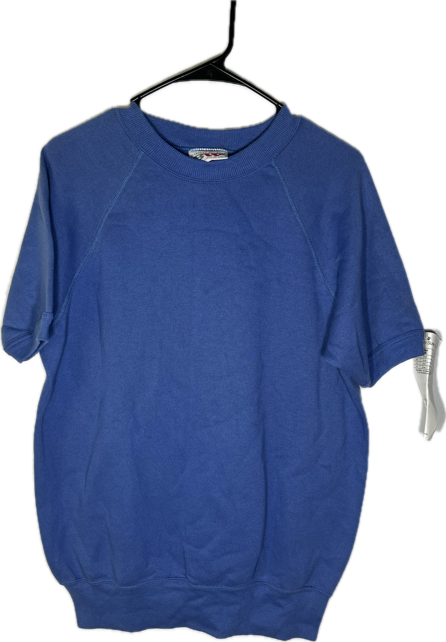 80’s NWT Bassett Walker Blank Blue Short Sleeve Crewneck Sweatshirt - Medium - 21” x 27”