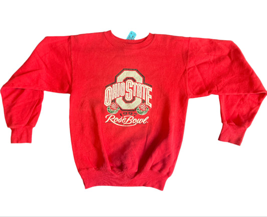 90's Champion Ohio State 1997 Rose Bowl Red Crewneck Sweatshirt - XSmall - 16.5" x 21"