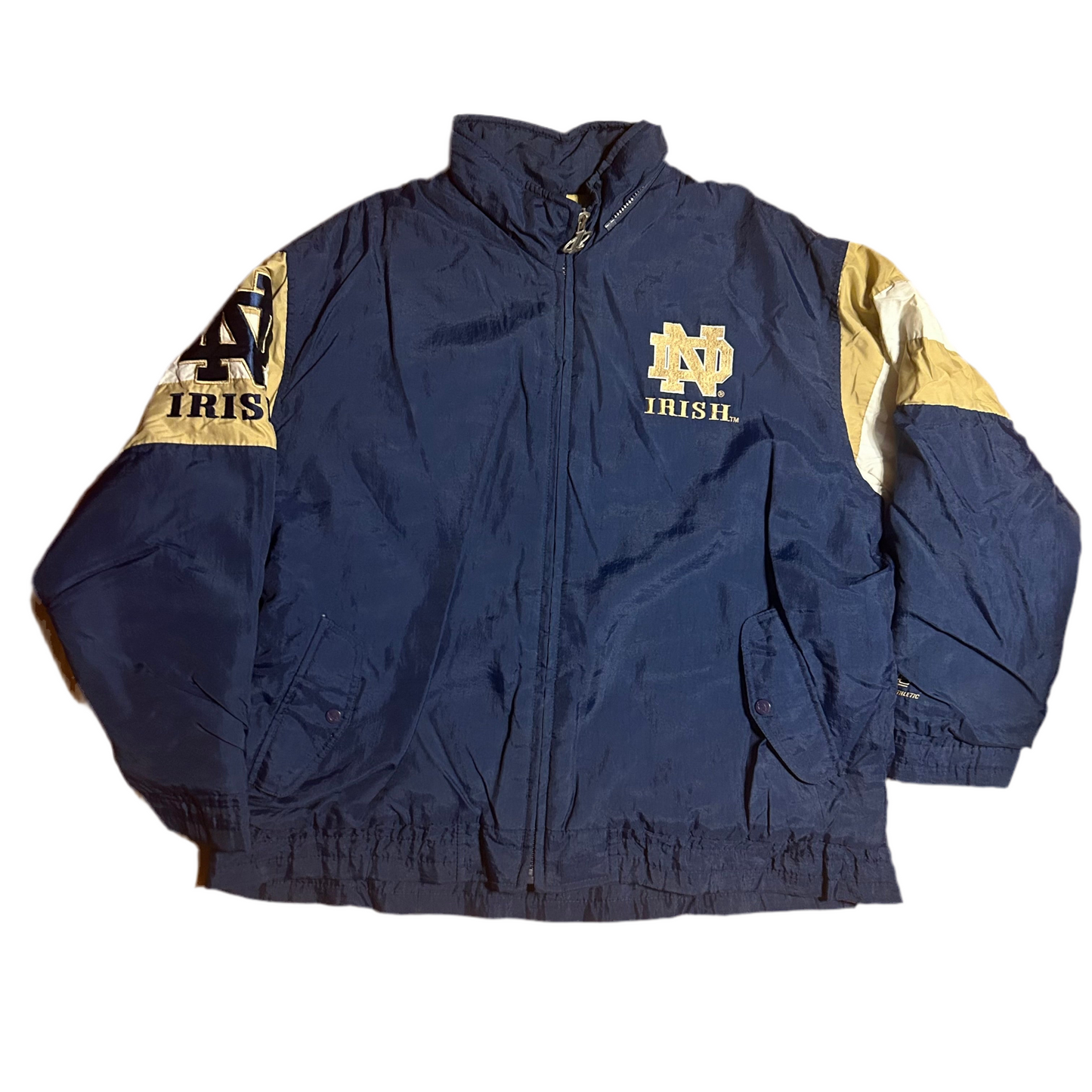 90's Logo Athletic Notre Dame Fighting Irish Puffer Jacket Winter Coat - XLarge - 27” x 29”