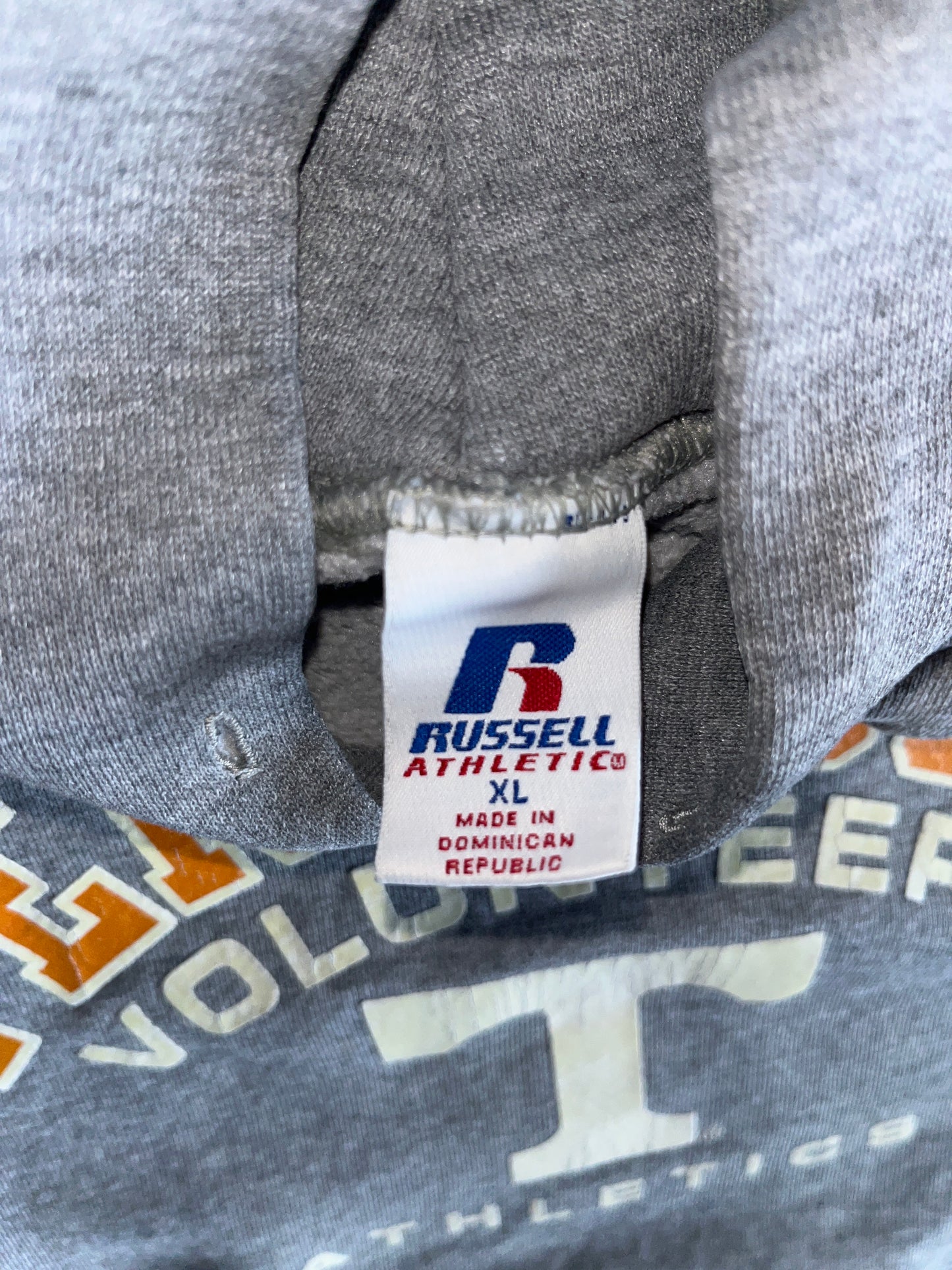 Russell Athletics Tennessee Volunteers Grey College Hooded Hoodie Sweatshirt - Large - 23" x 25"