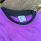 90’s Extra Touch Double Sleeved Blank Purple Black Tshirt - Small - 19” x 25.5”