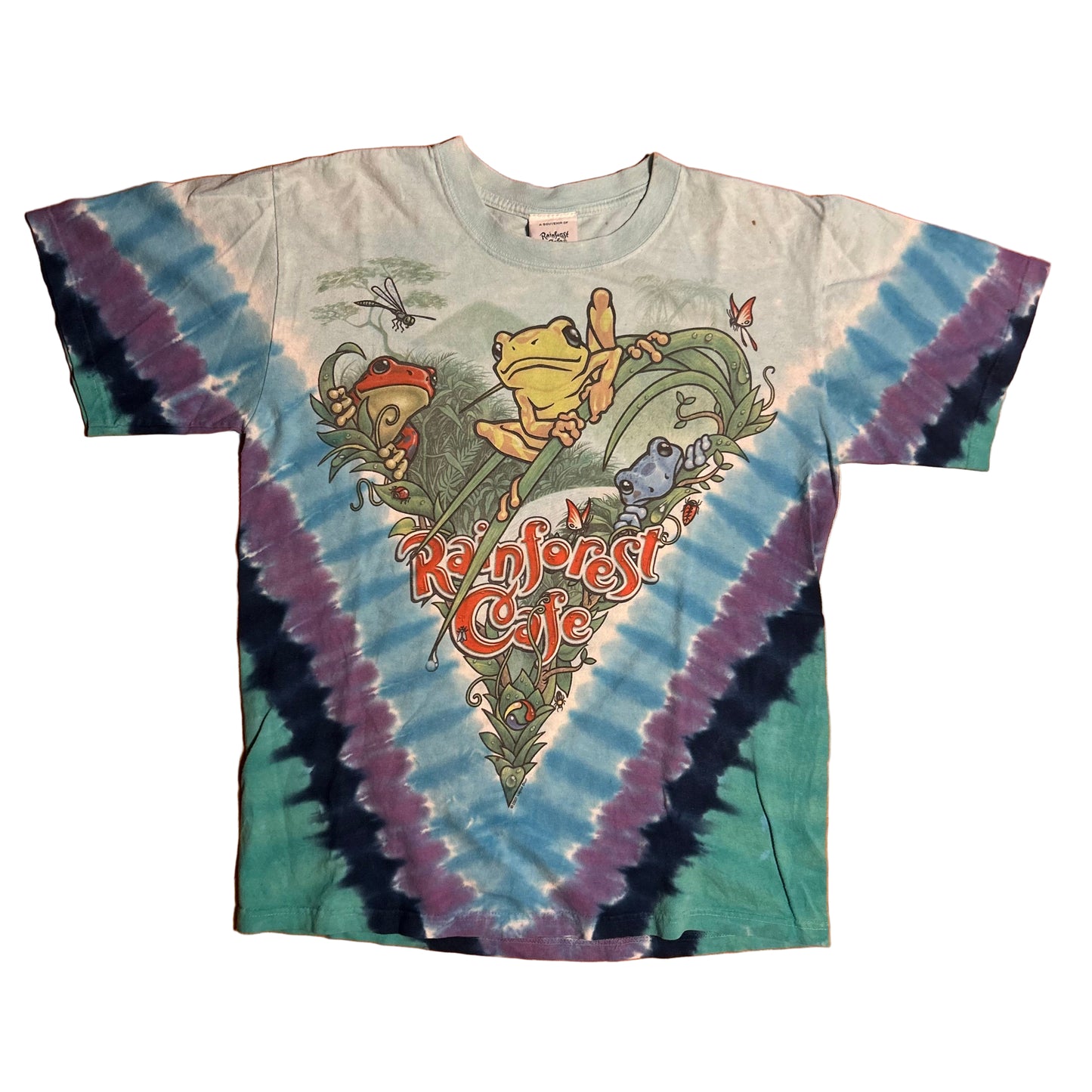 Rainforest Cafe Tie Dye Frog Tshirt - Small -  18.5” x 24.5”