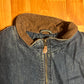 Wrangler Fleece Lined Denim Leather Vest Zip Up - Large - 22” x 25”