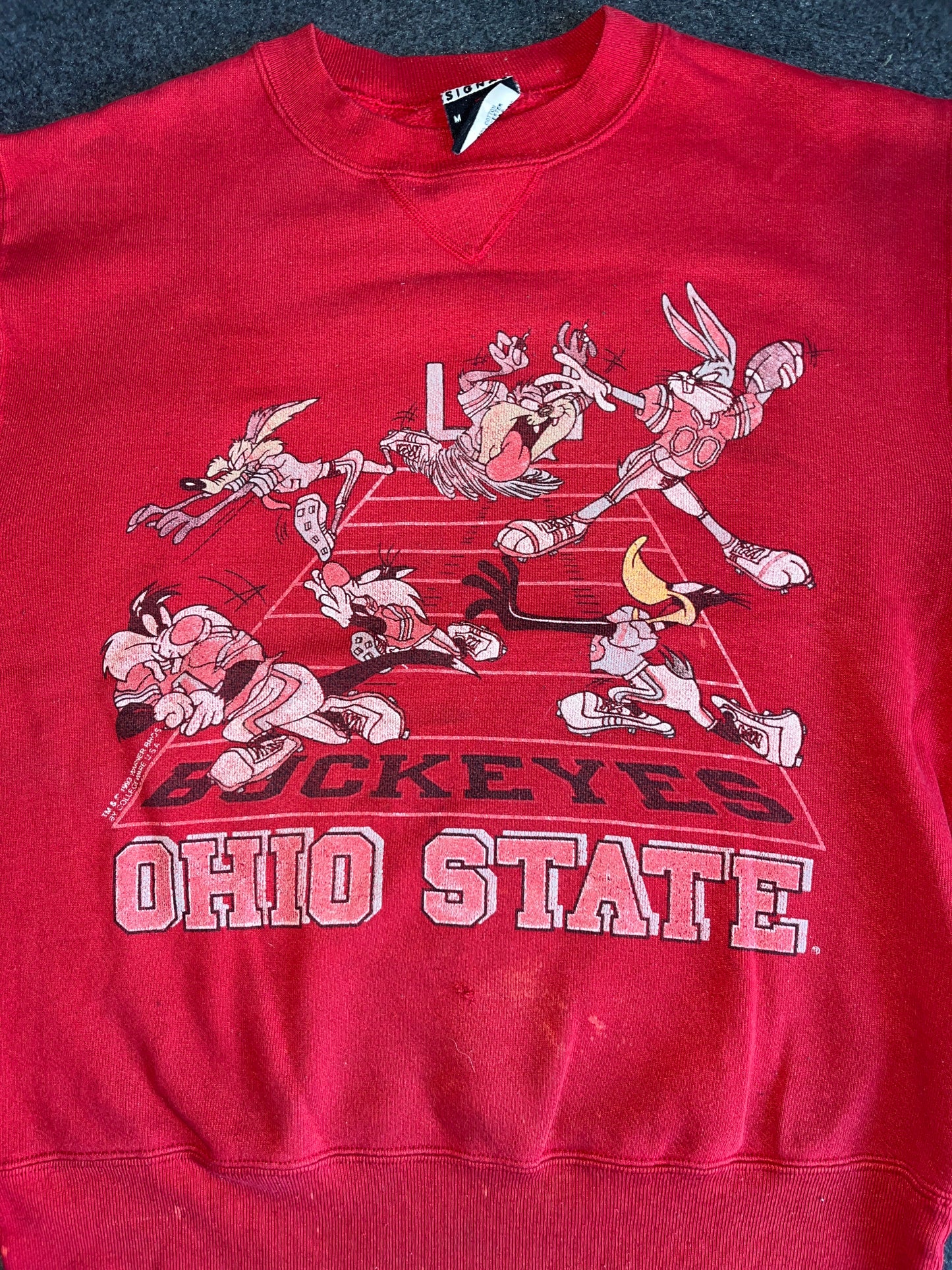 90's Signal Sport Ohio State Buckeyes College University Looney Tunes Crewneck Sweatshirt - Medium - 20" x 24"