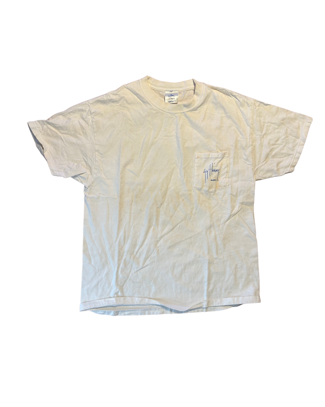 Guy Harvey Fish White Pocket Tshirt - Medium - 21" x 28"