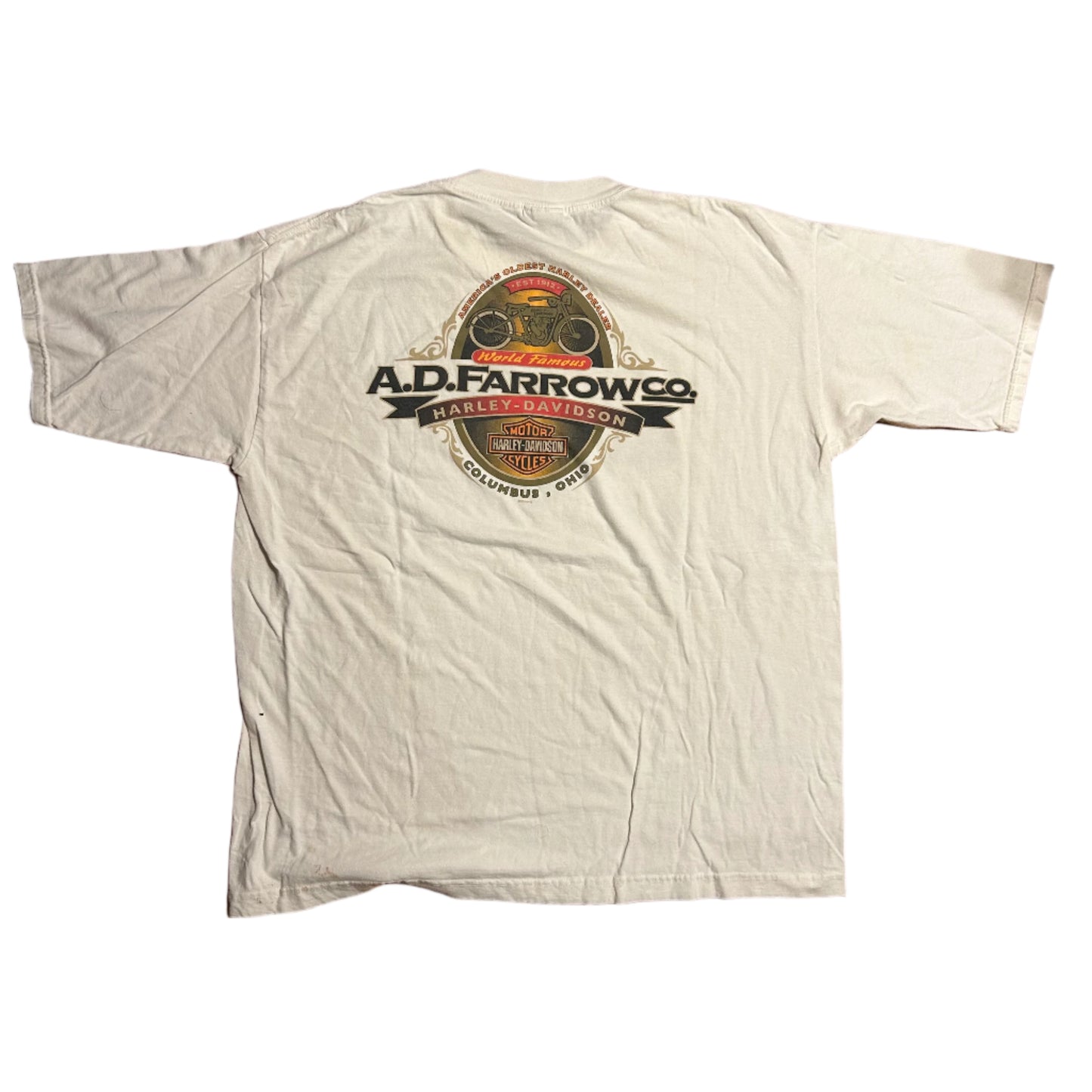 Harley Davidson Worlds Finest Motorcycles AD Farrows Columbus Ohio 2004 Tshirt - Boxy XLarge - 25" x 29.5"