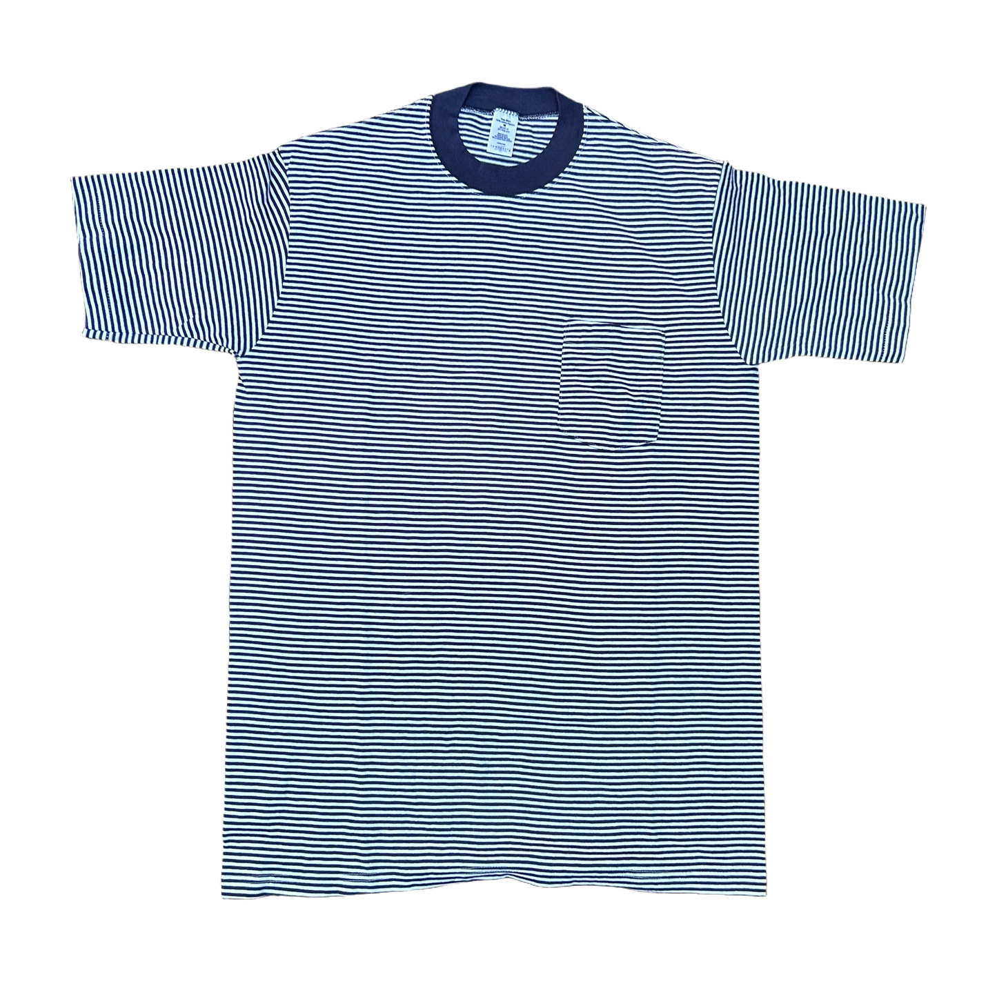 90’s Polo Striped Blank Navy Tshirt - Large - 22” x 32”